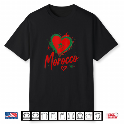 Vintage Hearts Morocco Flag Pride Moroccan Roots Heritage Shirt