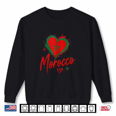 Sweatshirt Vintage Hearts Morocco Flag Pride Moroccan Roots Heritage Shirt