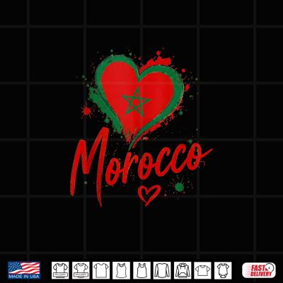 Design Vintage Hearts Morocco Flag Pride Moroccan Roots Heritage Shirt