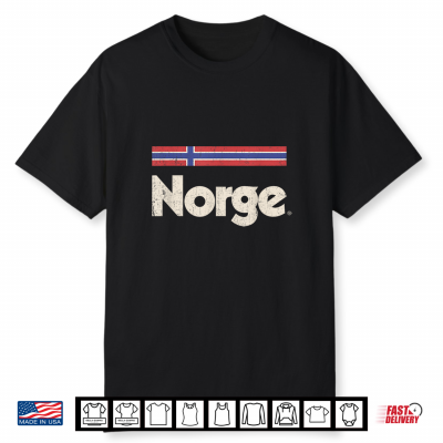 Retro Norge Flag Norwegian Red Norway Nordic Shirt