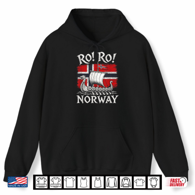 Hoodie Norwegian Viking Ship Norway Flag Row Country Heritage Pride Shirt
