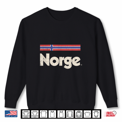 Sweatshirt Retro Norge Flag Norwegian Red Norway Nordic Shirt