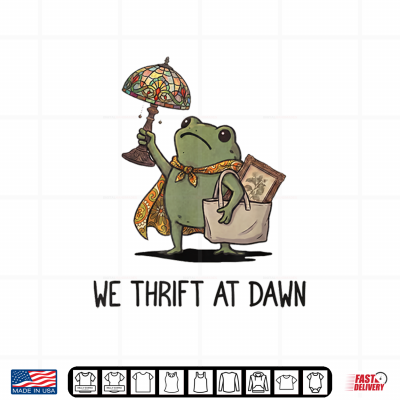 Design We Thrift At Dawn Funny Frog Thrifting Vintage Collector Shirt