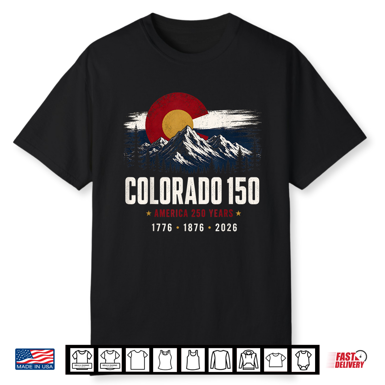 Colorado 150 Years 4Th Of July America 250 Vintage Usa Flag Shirt