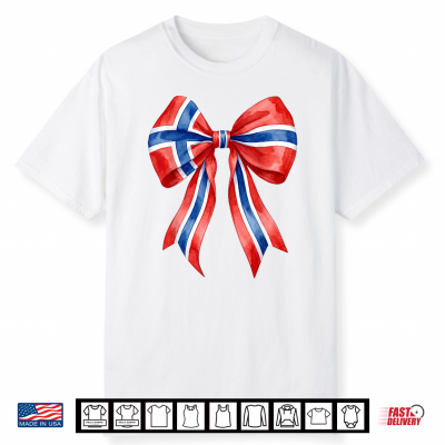 Norway Flag Coquette Bow Cute Norwegian Girl Shirt