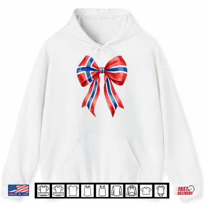 Hoodie Norway Flag Coquette Bow Cute Norwegian Girl Shirt