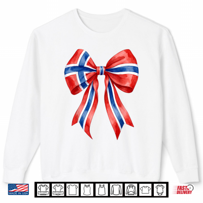 Sweatshirt Norway Flag Coquette Bow Cute Norwegian Girl Shirt