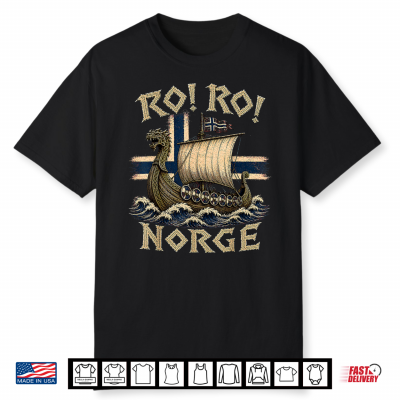 Ro Ro Norge Viking Longship Norwegian Flag Scandinavian Shirt