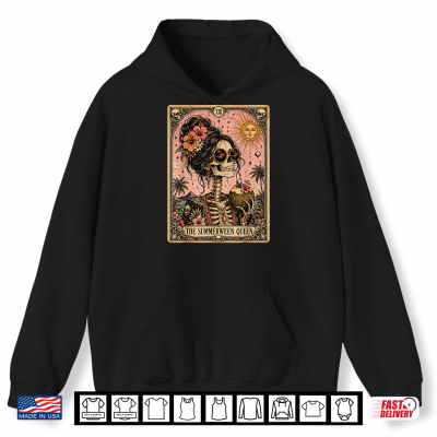 Hoodie Summerween Funny Girl Women Skeleton Tarot Card Spooky Ghoul Shirt