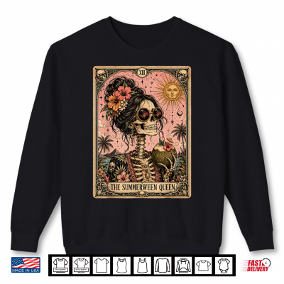 Sweatshirt Summerween Funny Girl Women Skeleton Tarot Card Spooky Ghoul Shirt