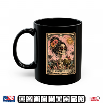 Mug Summerween Funny Girl Women Skeleton Tarot Card Spooky Ghoul Shirt