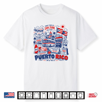 Vintage First Time In San Juan Puerto Rico Family Vacation Shirt
