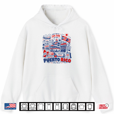 Hoodie Vintage First Time in San Juan Puerto Rico Family Vacation Shirt