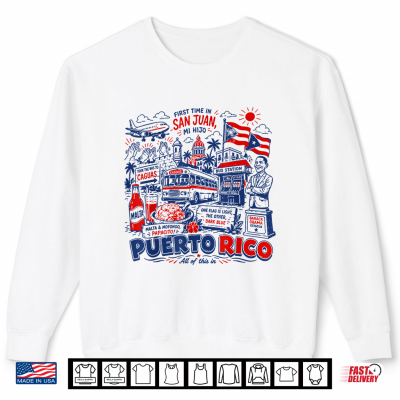 Sweatshirt Vintage First Time in San Juan Puerto Rico Family Vacation Shirt