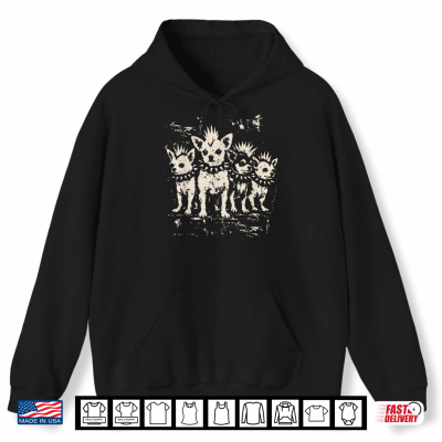 Hoodie Vintage Punk Chihuahua Rock Chihuahua Mohawk Spiked Collar Shirt