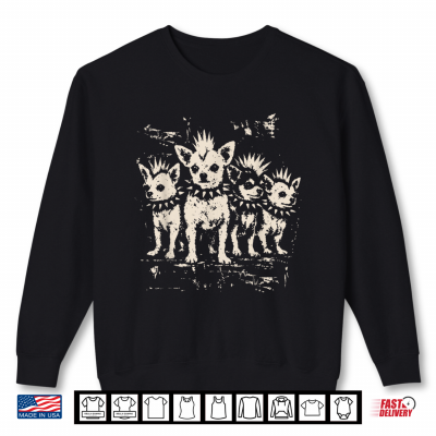 Sweatshirt Vintage Punk Chihuahua Rock Chihuahua Mohawk Spiked Collar Shirt