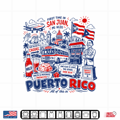Design Vintage First Time in San Juan Puerto Rico Family Vacation Shirt