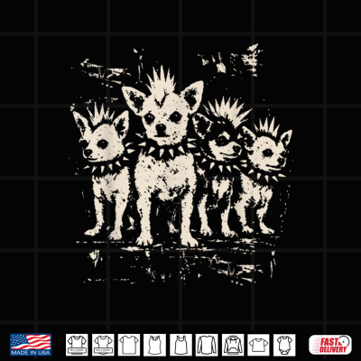 Design Vintage Punk Chihuahua Rock Chihuahua Mohawk Spiked Collar Shirt