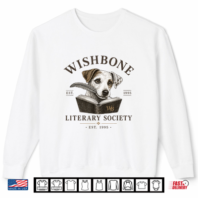 Sweatshirt Wishbone Literary Society Vintage Book Lover Dog Design Shirt