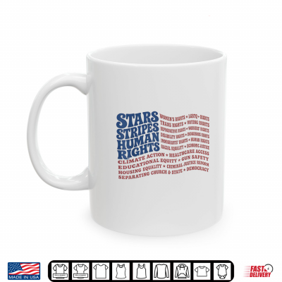 Mug 4th of July Shirt Stars Stripes and Human Rights USA Flag Shirt