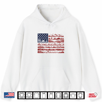 Hoodie National Parks American Flag Patriotic July 4th Mountain Shirt