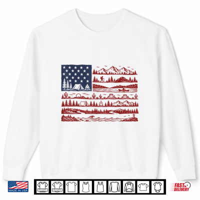 Sweatshirt National Parks American Flag Patriotic July 4th Mountain Shirt