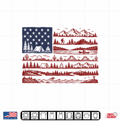 Design National Parks American Flag Patriotic July 4th Mountain Shirt