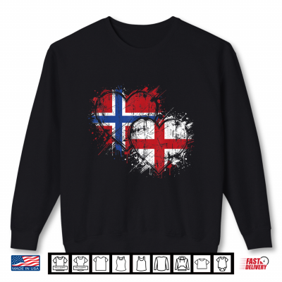 Half Norwegian Half English Flag Roots Vintage Pride Hearts Shirt 2 Sweatshirt Half Norwegian Half English Flag Roots Vintage Pride Hearts Shirt