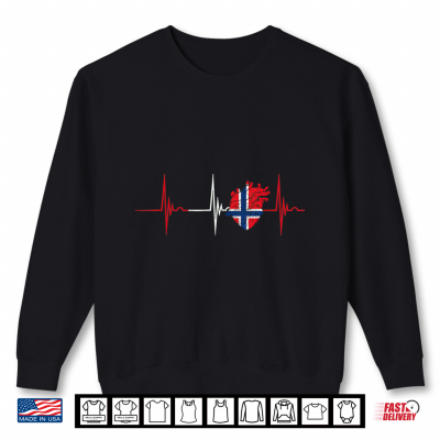 Sweatshirt Norway Heart Norway Flag Heartbeat EKG Pulse Norwegian Pride Shirt