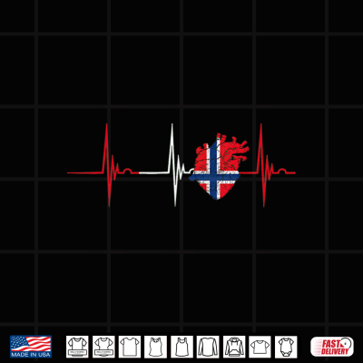 Design Norway Heart Norway Flag Heartbeat EKG Pulse Norwegian Pride Shirt