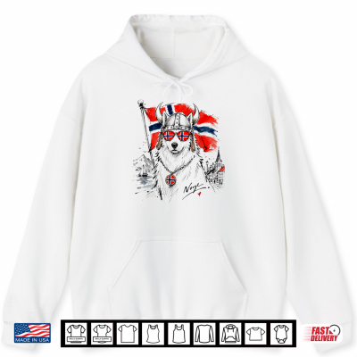 Hoodie Norwegian Viking Dog Art Sketch Norway Flag Country Pride Shirt