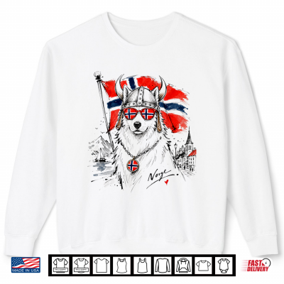 Sweatshirt Norwegian Viking Dog Art Sketch Norway Flag Country Pride Shirt