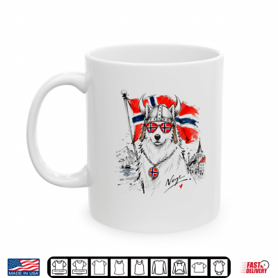 Mug Norwegian Viking Dog Art Sketch Norway Flag Country Pride Shirt
