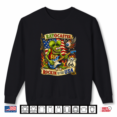 Sweatshirt Rat Fink USA Rock Guitar Music Highway 66 Retro Vintage 60s Shirt