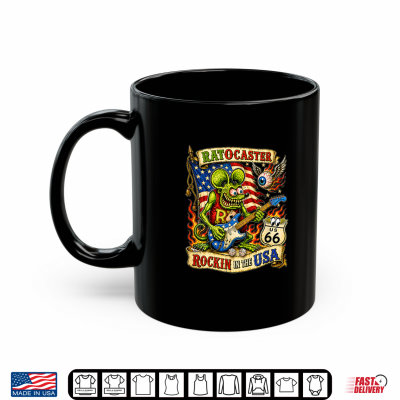 Mug Rat Fink USA Rock Guitar Music Highway 66 Retro Vintage 60s Shirt