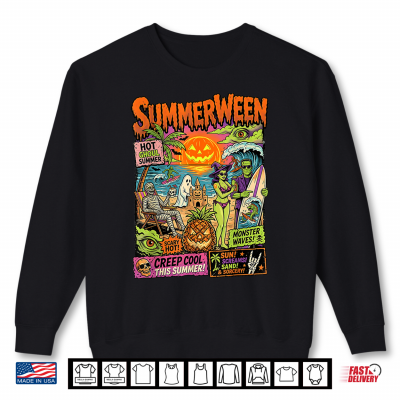 Sweatshirt Summerween hot Ghoul Summer Monster Waves Creep Shirt