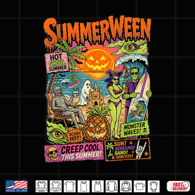 Design Summerween hot Ghoul Summer Monster Waves Creep Shirt