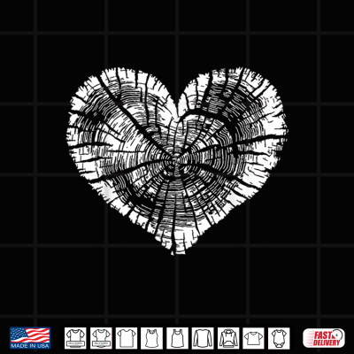 Design Tree Trunk Heart Tree Rings Heart Wood Grain Nature Lover Shirt