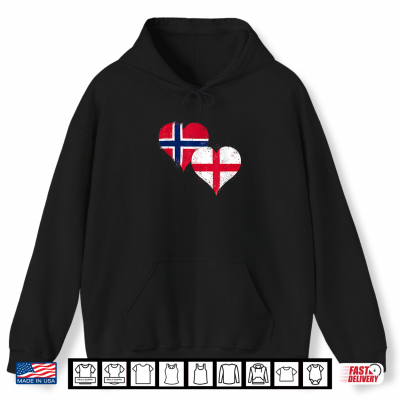 Hoodie Cool Norway England Flags Proud Norwegian English Fans Pride Shirt