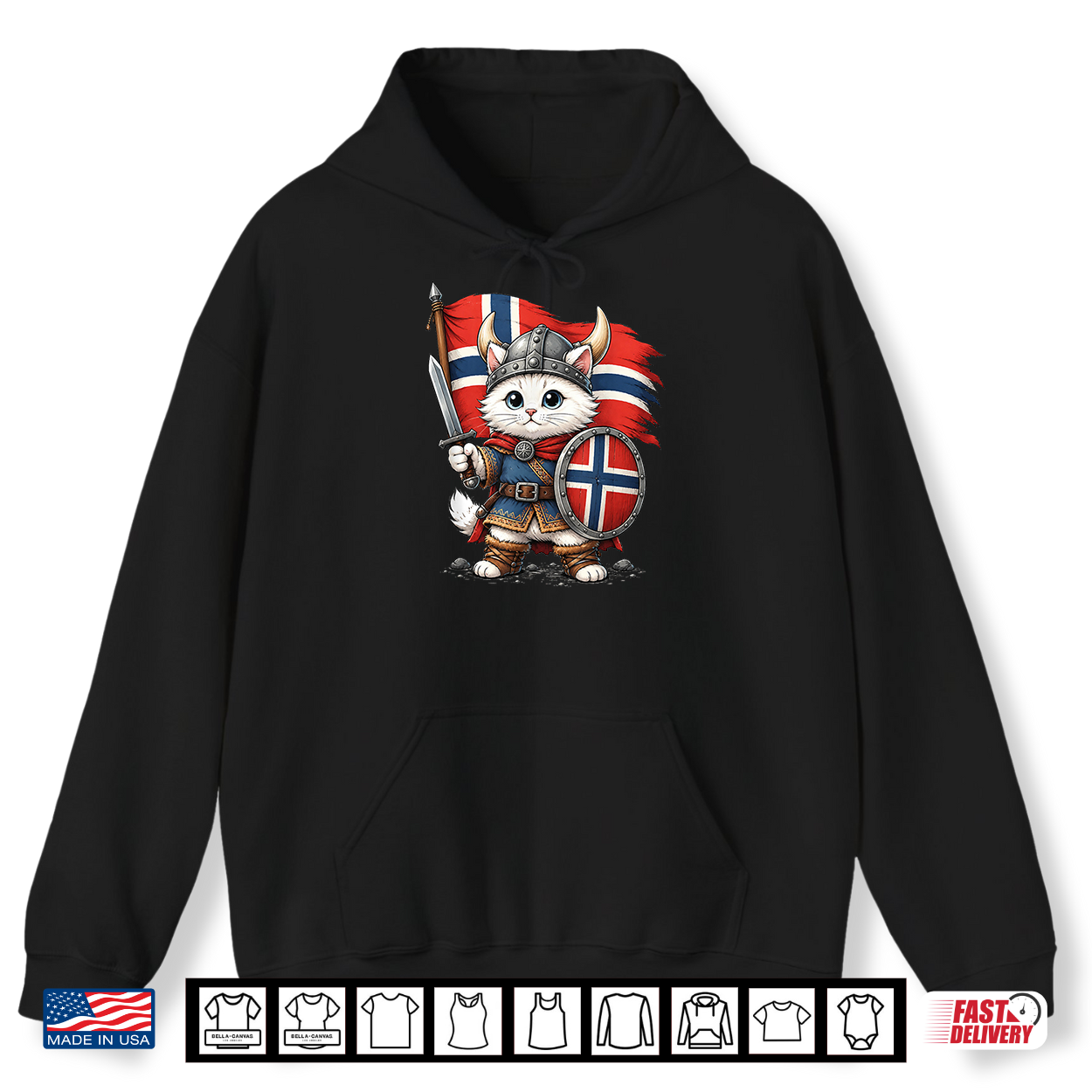 Cute Norwegian Cat Viking Warrior Norway Flag Pride Graphic Shirt Cute Norwegian Cat Viking Warrior Norway Flag Pride Graphic Shirt