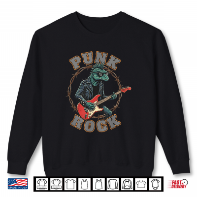 Dinosaur Punk Rocker With Guitar Leather And Shades Shirt 2 Sweatshirt Dinosaur Punk Rocker with Guitar Leather and Shades Shirt