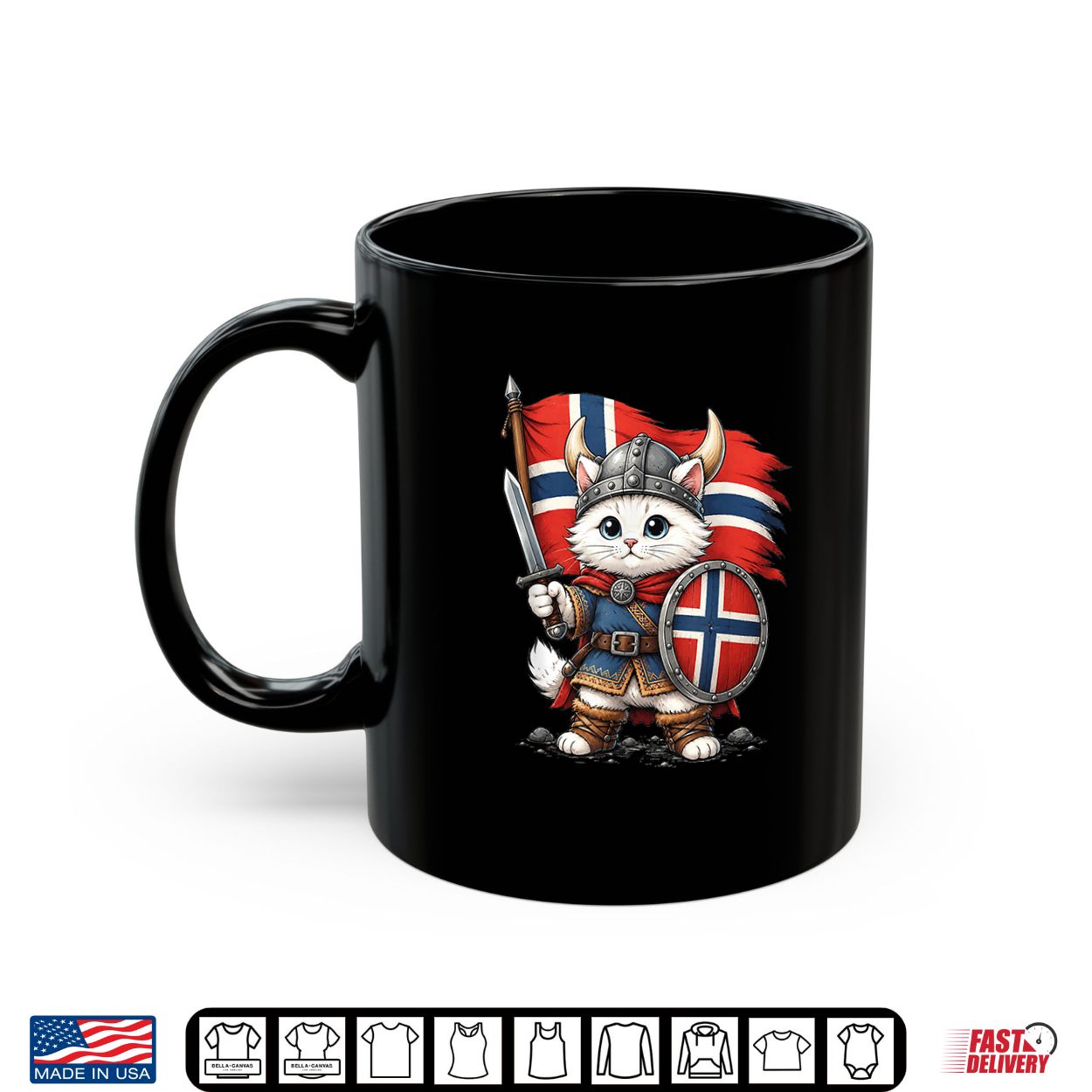 Cute Norwegian Cat Viking Warrior Norway Flag Pride Graphic Shirt Cute Norwegian Cat Viking Warrior Norway Flag Pride Graphic Shirt