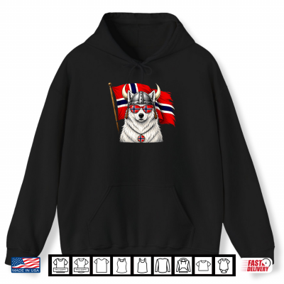 Hoodie Norway Flag Norge Fan Cool White Dog Norwegian Pride Shirt