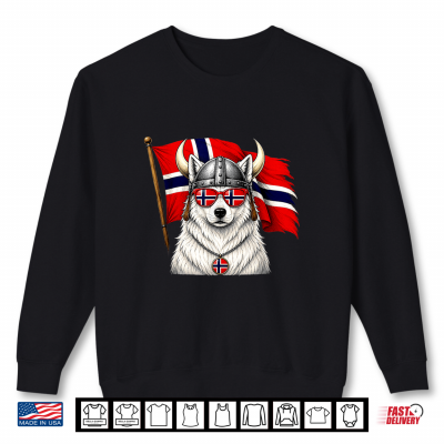 Sweatshirt Norway Flag Norge Fan Cool White Dog Norwegian Pride Shirt