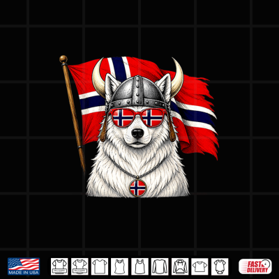 Design Norway Flag Norge Fan Cool White Dog Norwegian Pride Shirt
