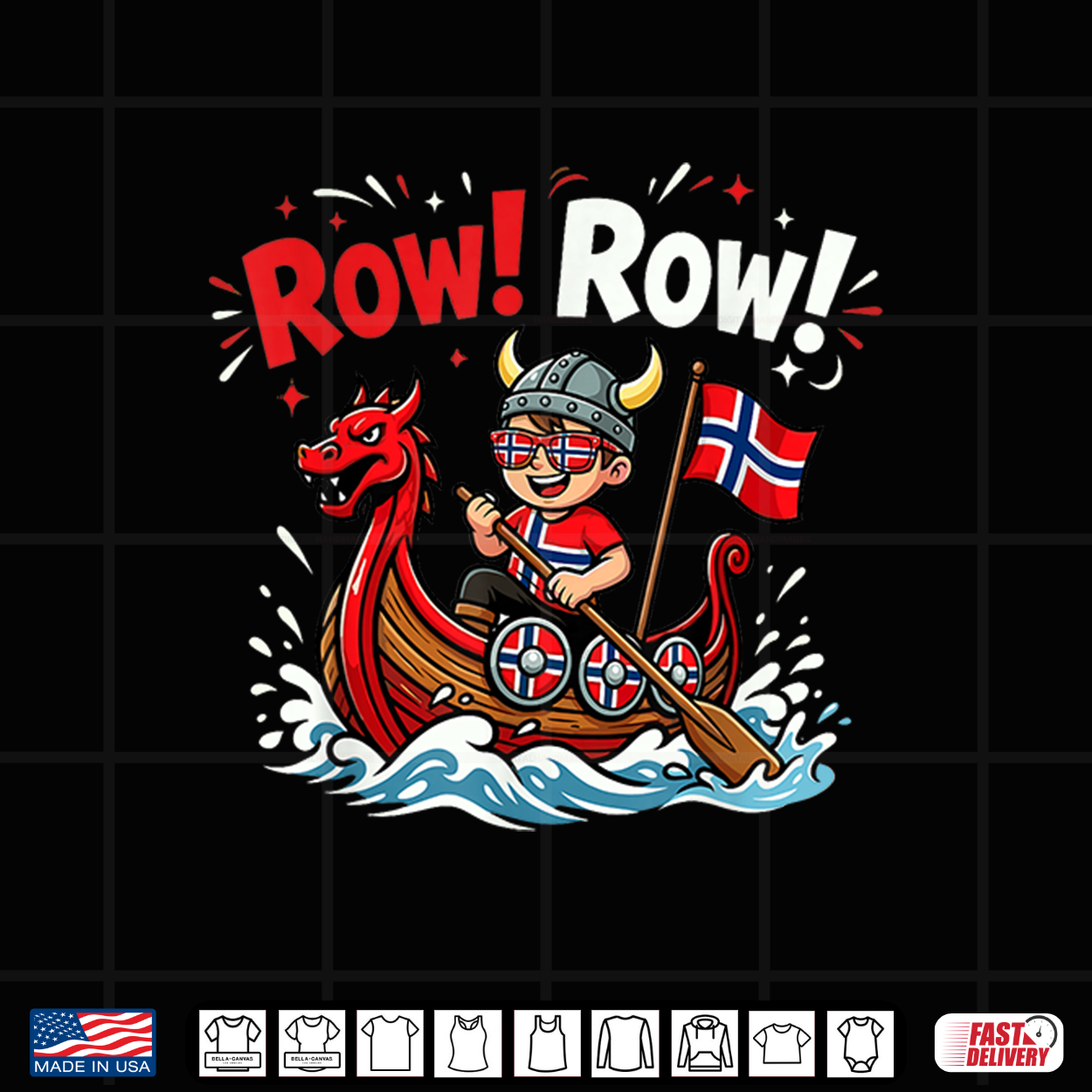Norwegian Viking Boy Row Boat Norway Flag Norse Heritage Art Shirt Norwegian Viking Boy Row Boat Norway Flag Norse Heritage Art Shirt