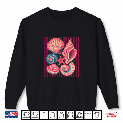 Sweatshirt Preppy Seashell Colorful Summer Sea Shell Lover Beach Girl Shirt