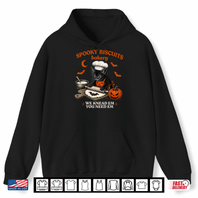 Hoodie Spooky Biscuits Bakery Funny Black Cat Halloween Pumpkin Shirt