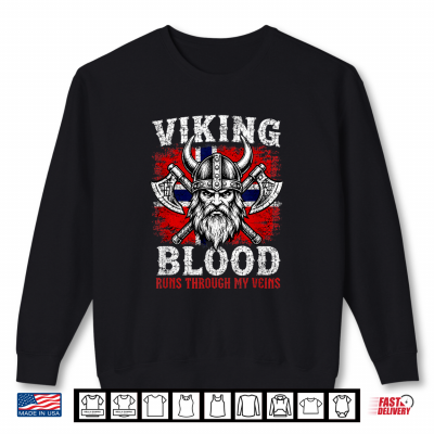 Sweatshirt Viking Blood Runs Through My Veins Norway Flag Norwegian Shirt