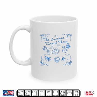 Mug Summer I Turned Three Est 2023 Third Bday 3 Year Old Girl Shirt